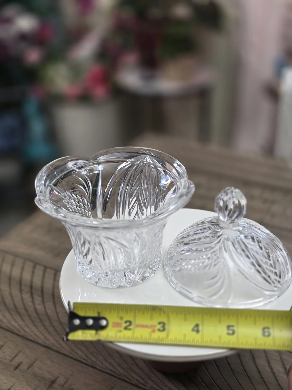 Crystal Cut Glass Covered Candy Dish - Clear